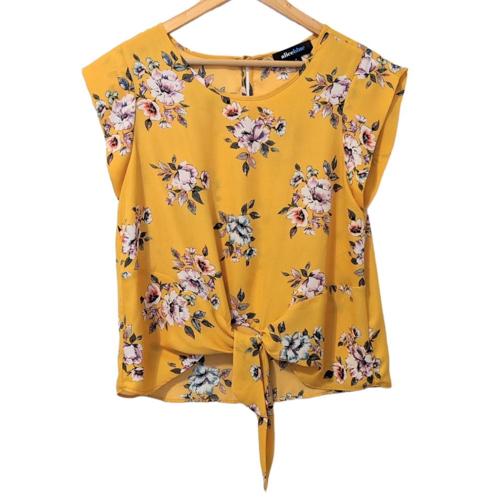 Alice Blue Bushnell Tie Front Blouse Mustard Yellow Medium